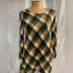 Adorn plaid tunic top sz M